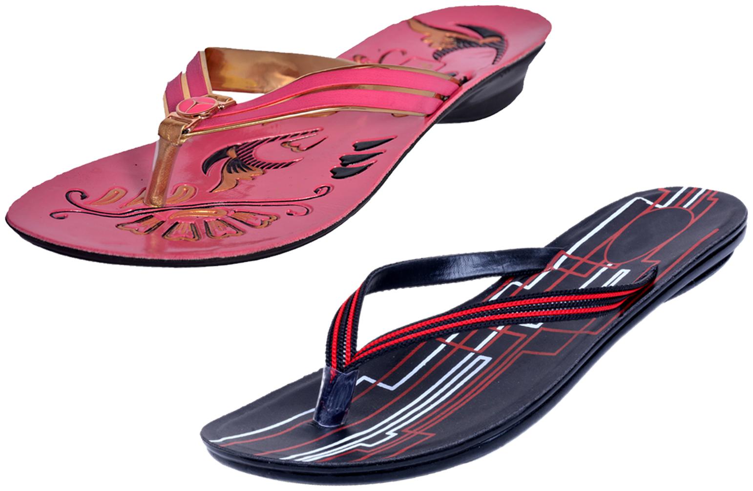 

IndiWeaves Womens Slippers Flipflops Pack of 2