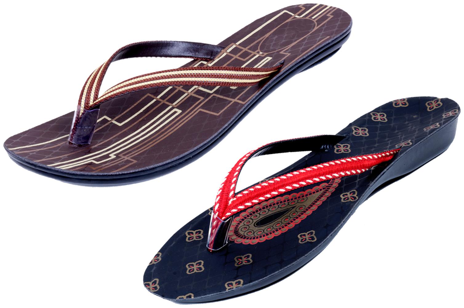 

IndiWeaves Womens Slippers Flipflops Pack of 2