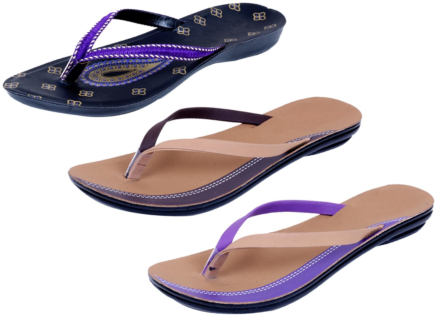 

IndiWeaves Womens Slippers Flipflops Pack of 3