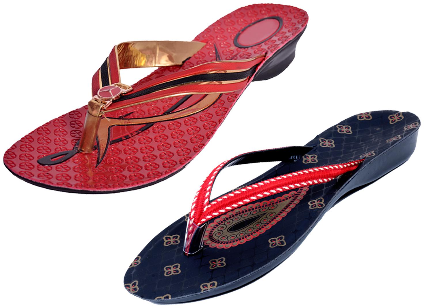 

IndiWeaves Womens Slippers Flipflops Pack of 2
