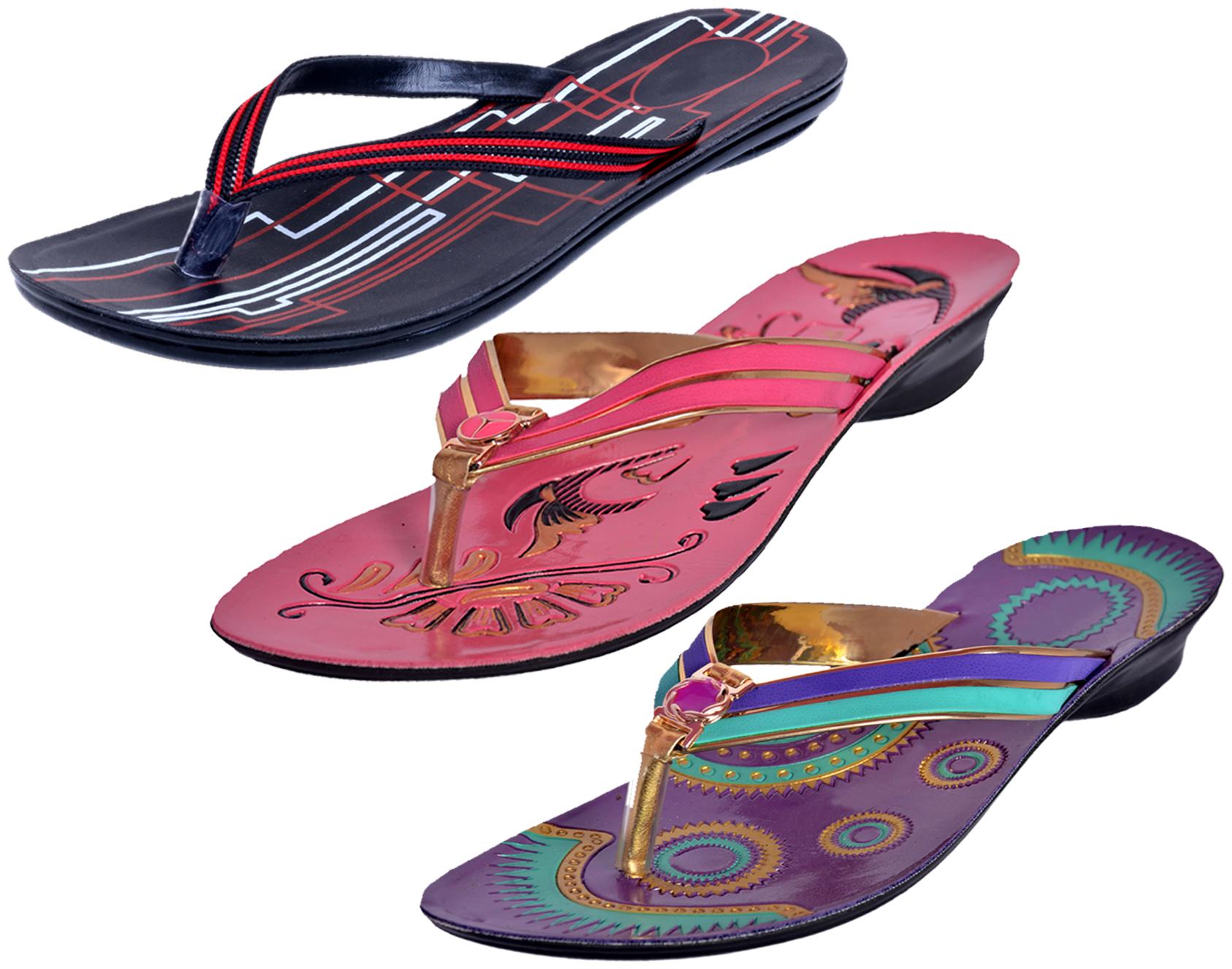 

IndiWeaves Womens Slippers Flipflops Pack of 3