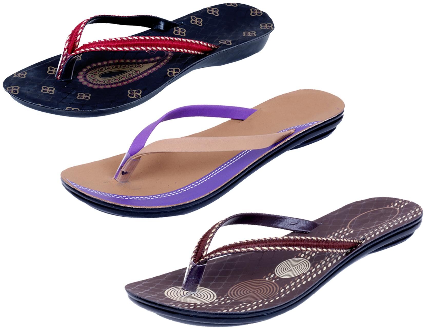 

IndiWeaves Womens Slippers Flipflops Pack of 3