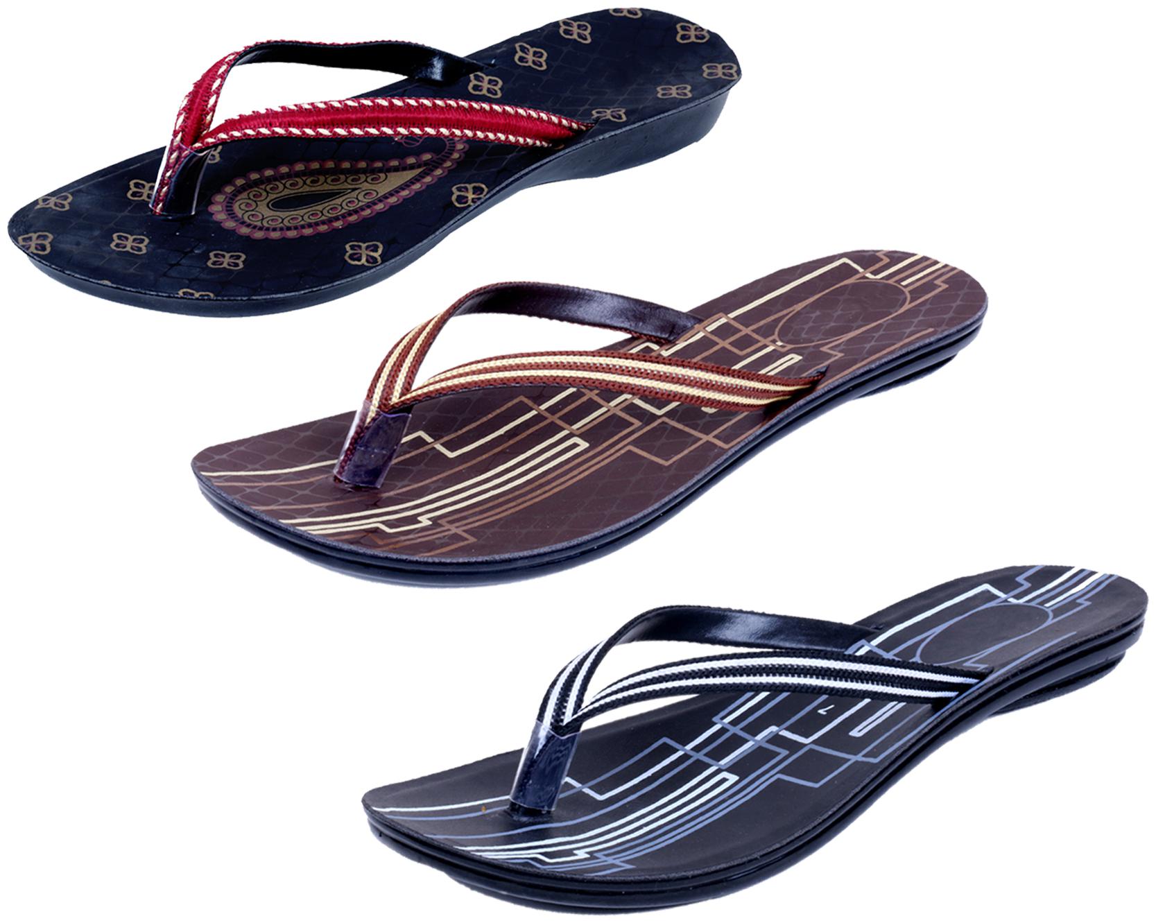 

IndiWeaves Womens Slippers Flipflops Pack of 3