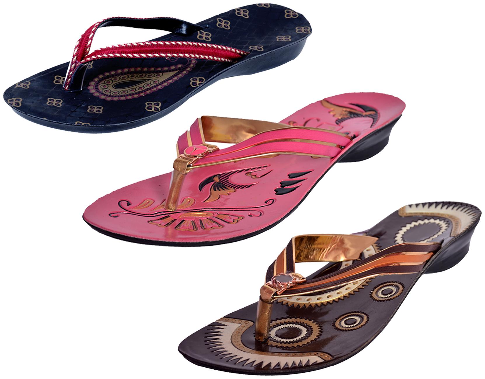 

IndiWeaves Womens Slippers Flipflops Pack of 3