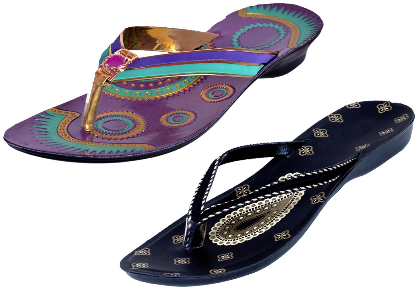 

IndiWeaves Womens Slippers Flipflops Pack of 2
