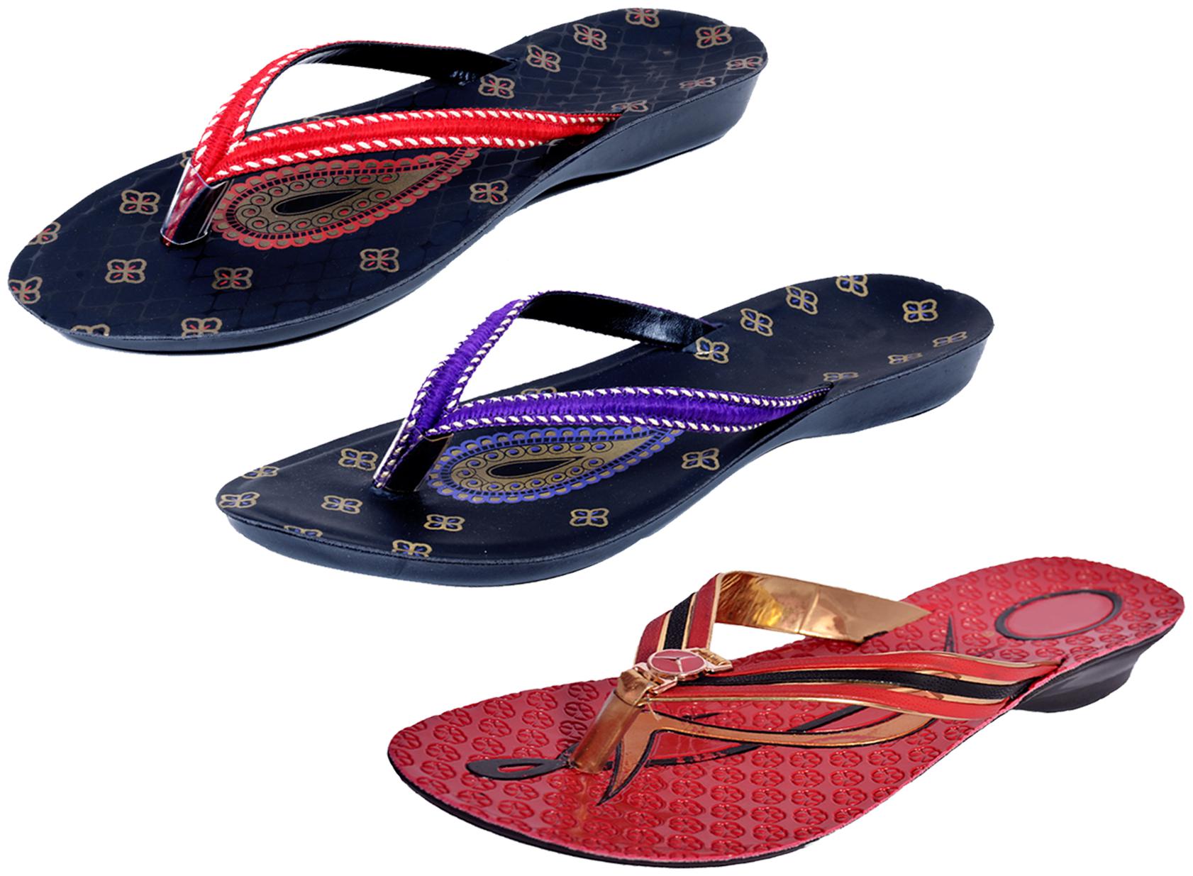 

IndiWeaves Womens Slippers Flipflops Pack of 3