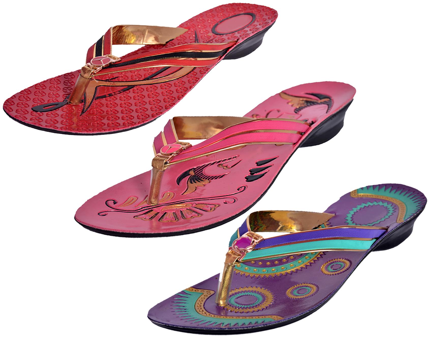 

IndiWeaves Womens Slippers Flipflops Pack of 3