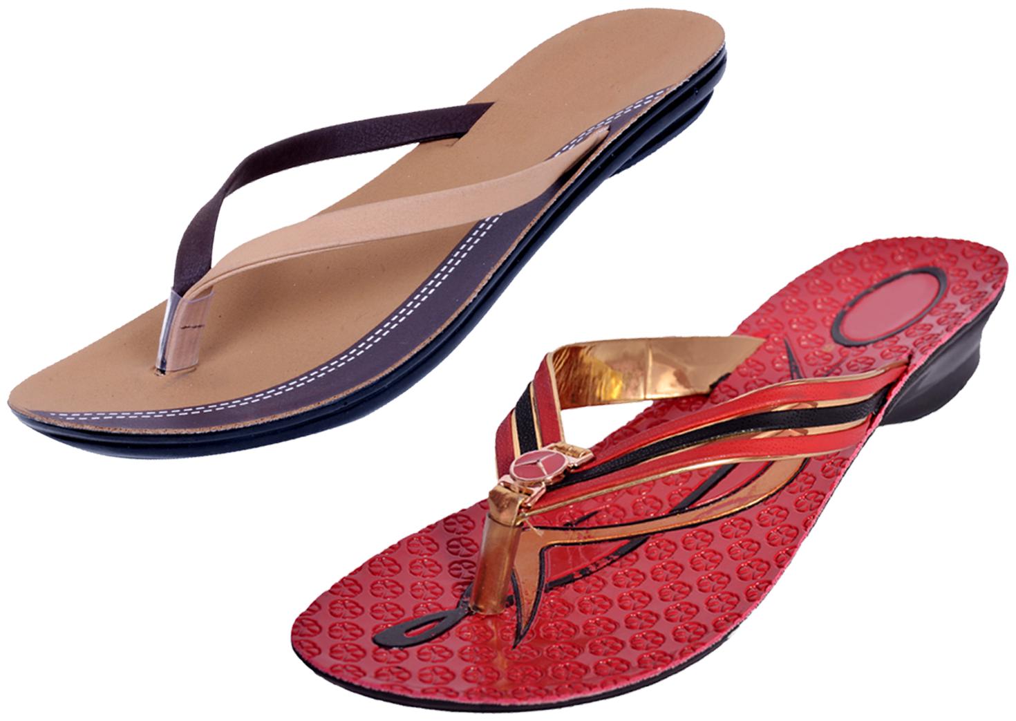 

IndiWeaves Womens Slippers Flipflops Pack of 2