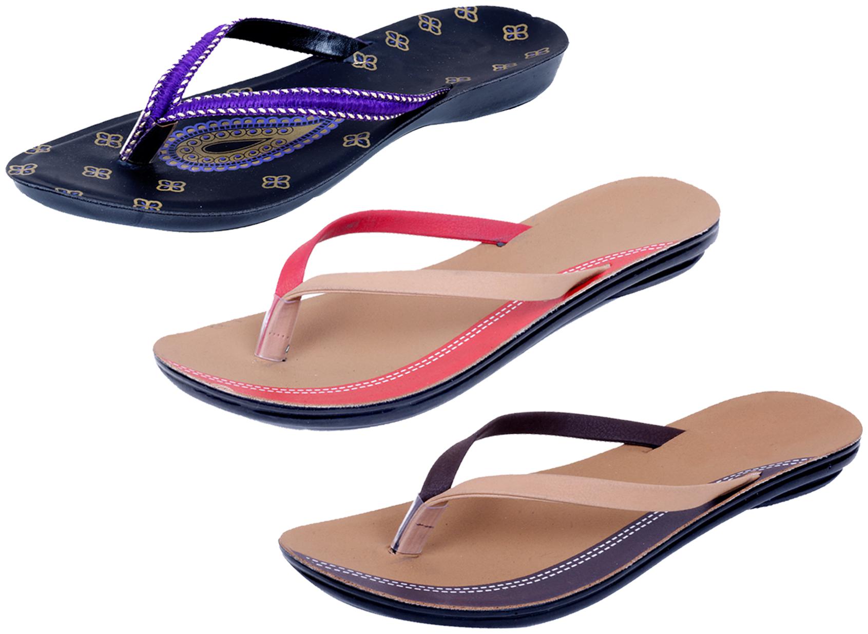 

IndiWeaves Womens Slippers Flipflops Pack of 3