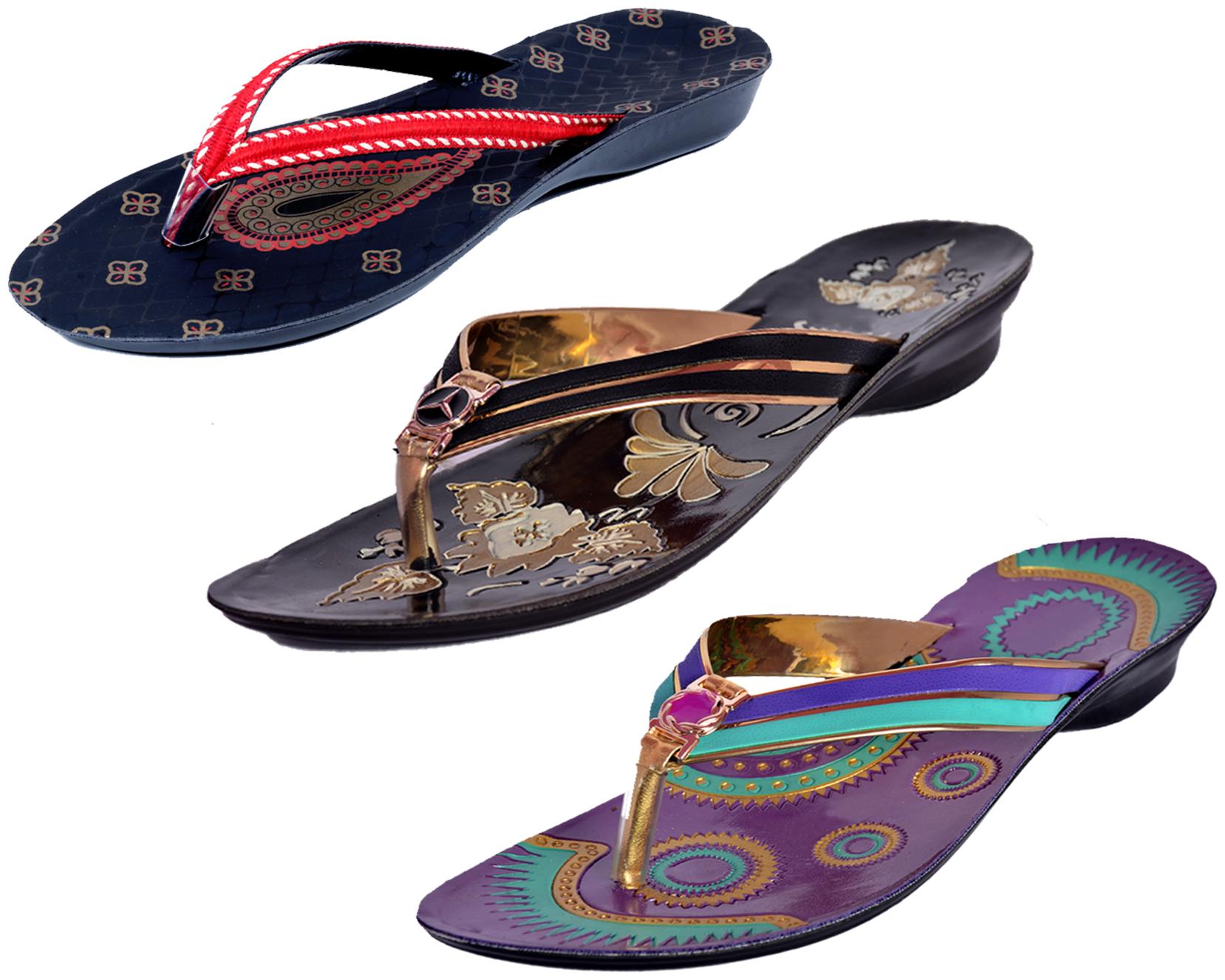 

IndiWeaves Womens Slippers Flipflops Pack of 3