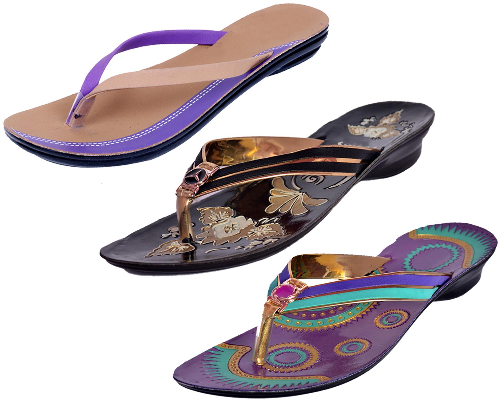 

IndiWeaves Womens Slippers Flipflops Pack of 3