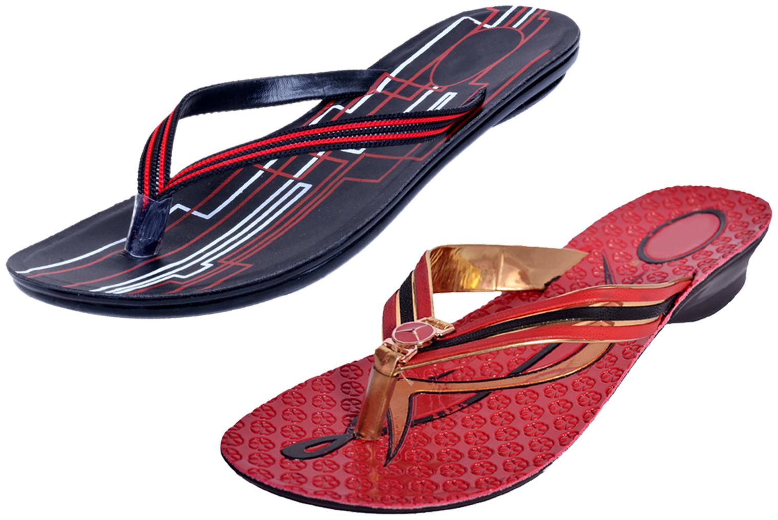 

IndiWeaves Womens Slippers Flipflops Pack of 2