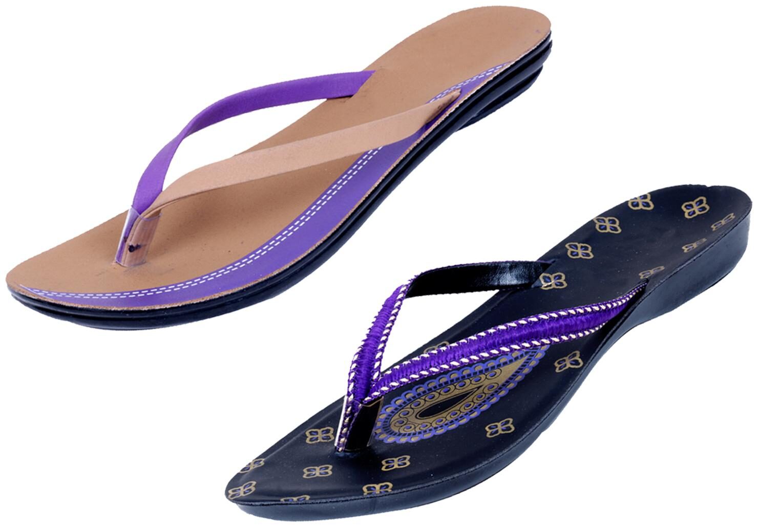 

IndiWeaves Womens Slippers Flipflops Pack of 2