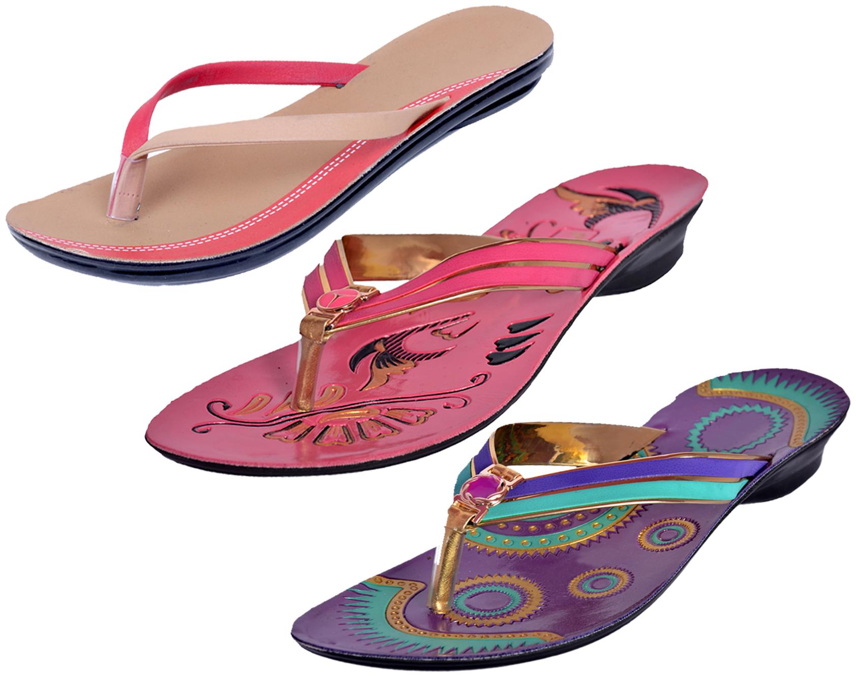 

IndiWeaves Womens Slippers Flipflops Pack of 3