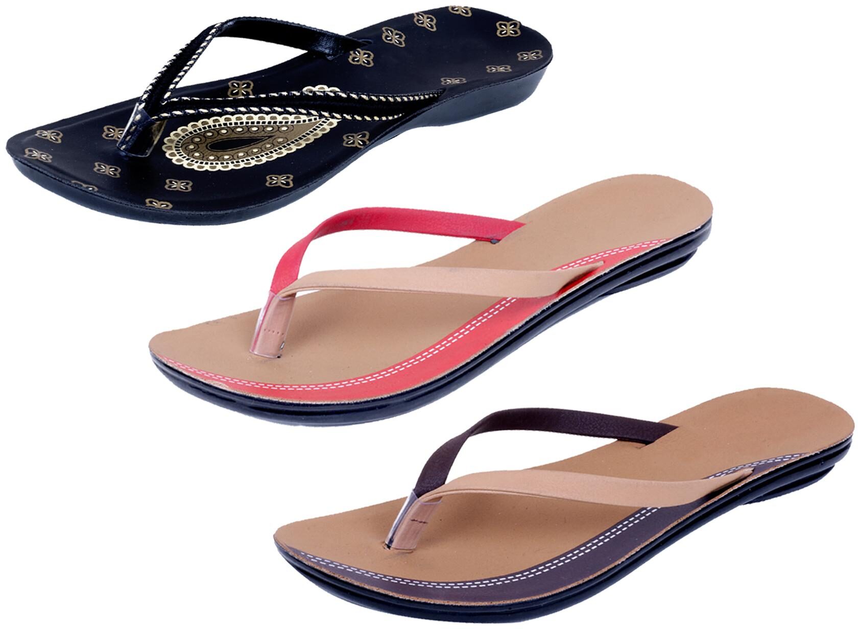 

IndiWeaves Womens Slippers Flipflops Pack of 3