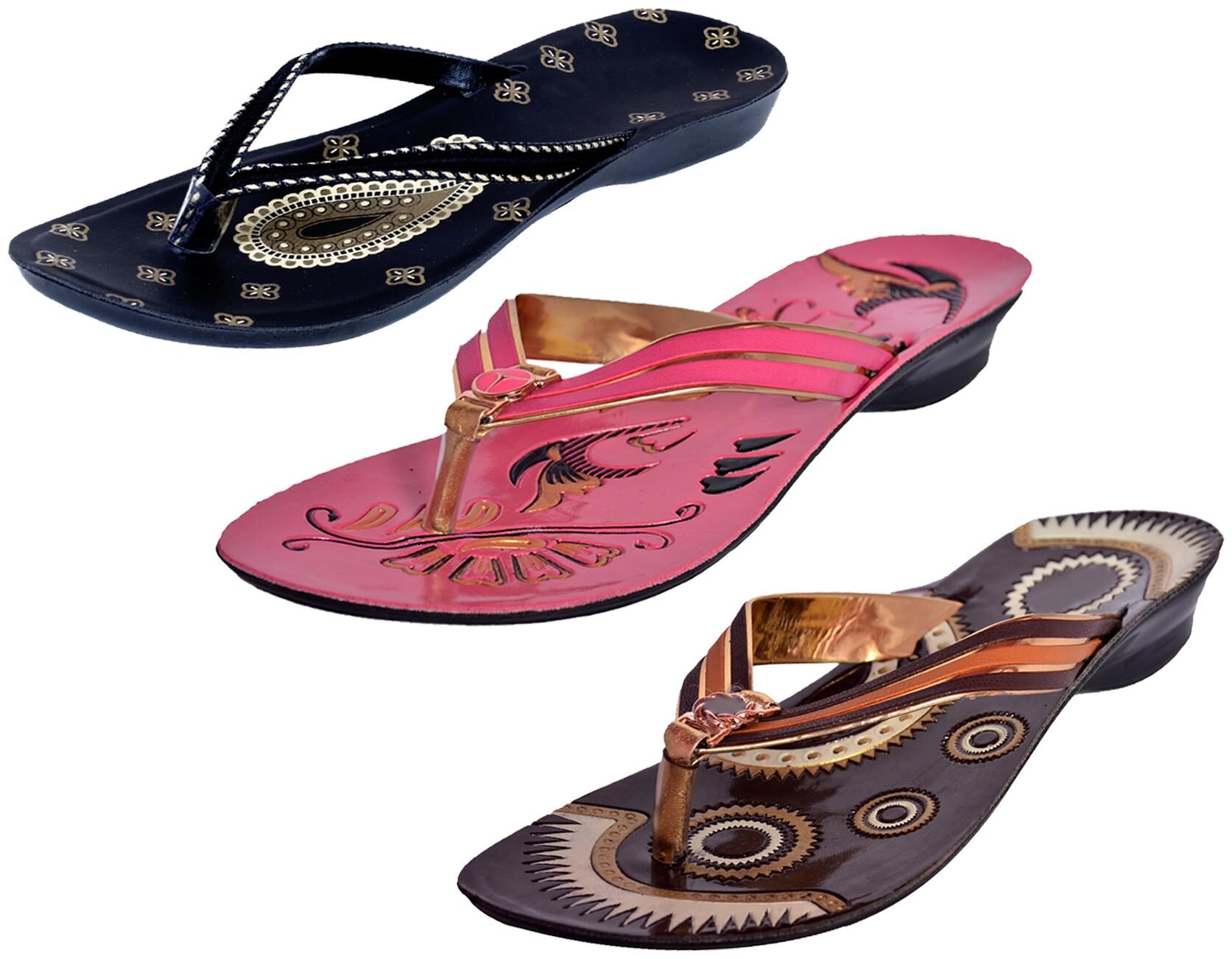 

IndiWeaves Womens Slippers Flipflops Pack of 3