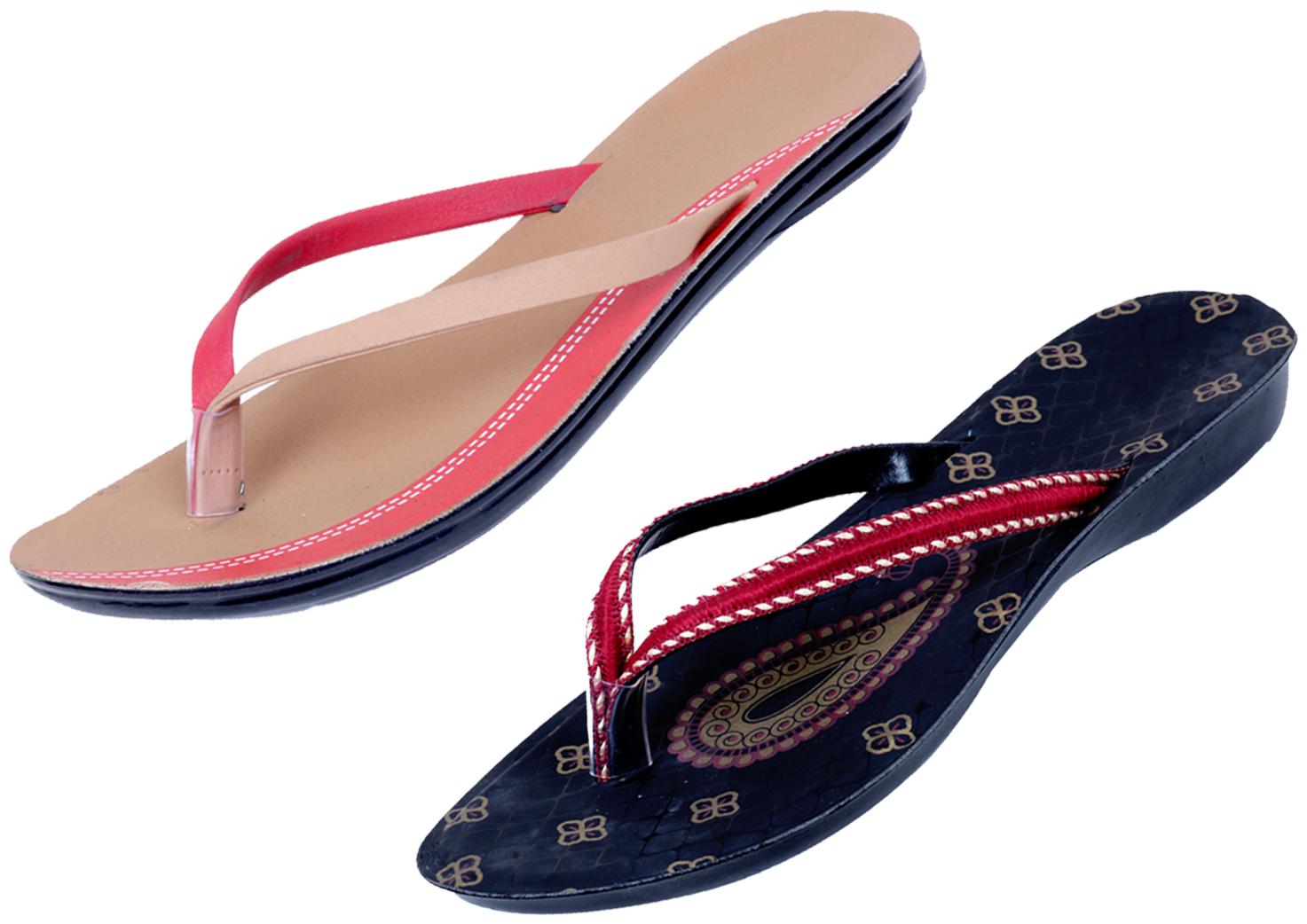 

IndiWeaves Womens Slippers Flipflops Pack of 2