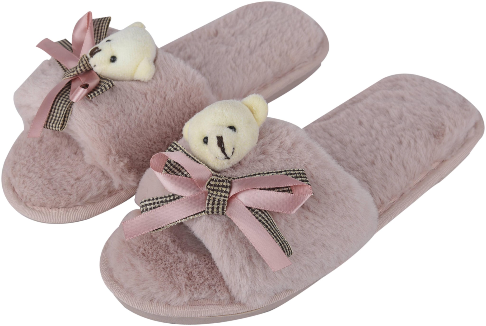 

IRSOE Women Bear Velvet Anti-slip Soft Bottom Wool Slip-On Indoor Outdoor Winter Slippers- Pink