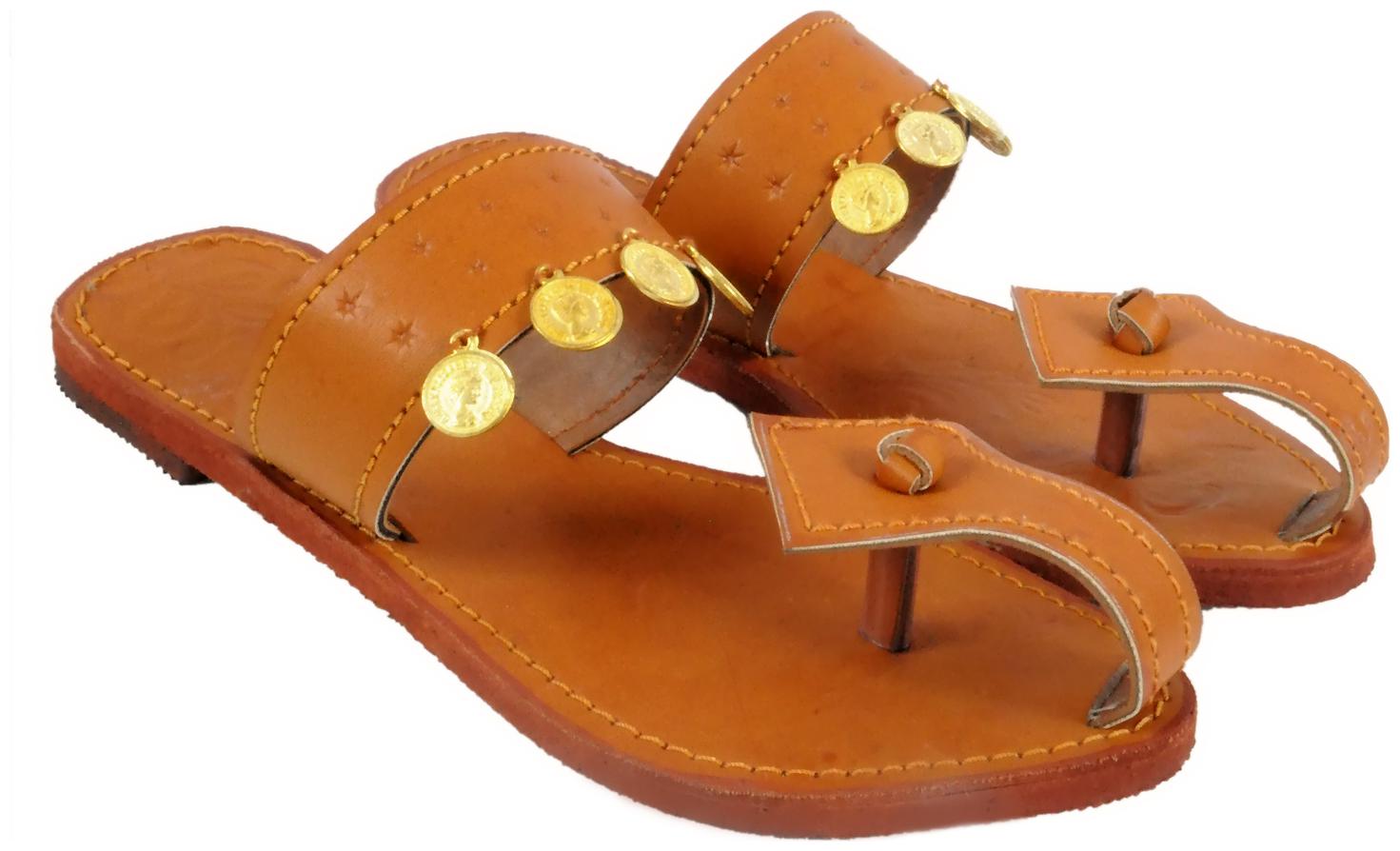 

Jaipuri Shop Women Girls Ginni Coin Stylish Tan Ethnic Slippers Sandals WMO362-6