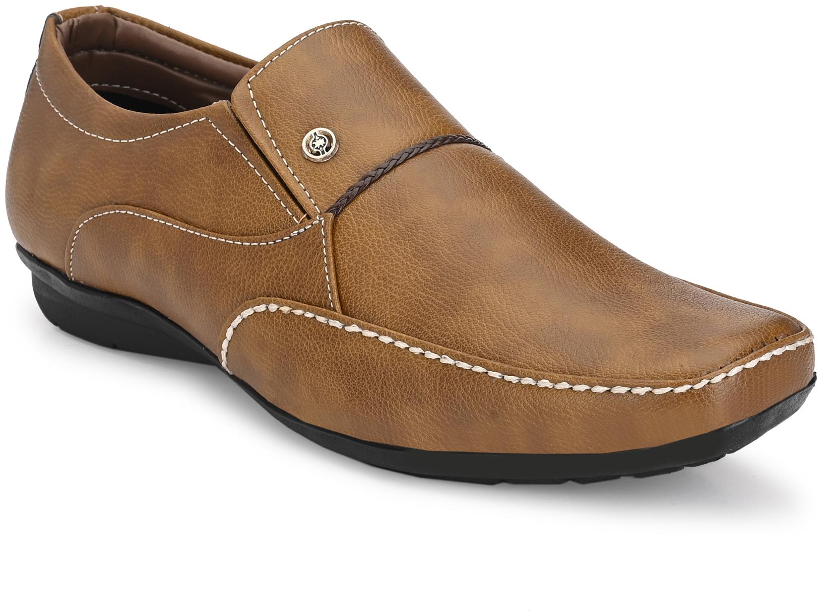 

John Karsun Men Black Slip-On Formal Shoes - 3274-TAN