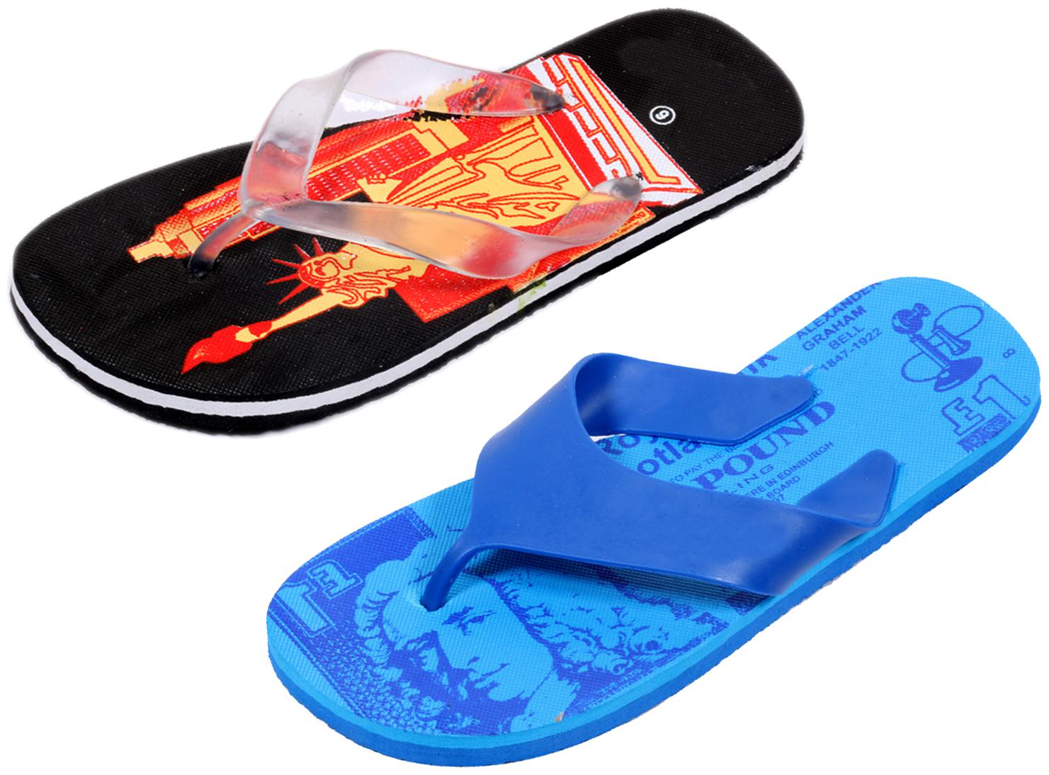 

KAVYA Men Step Care Flip Flop House Slipper and Hawaai Chappal-(Pack of 2)