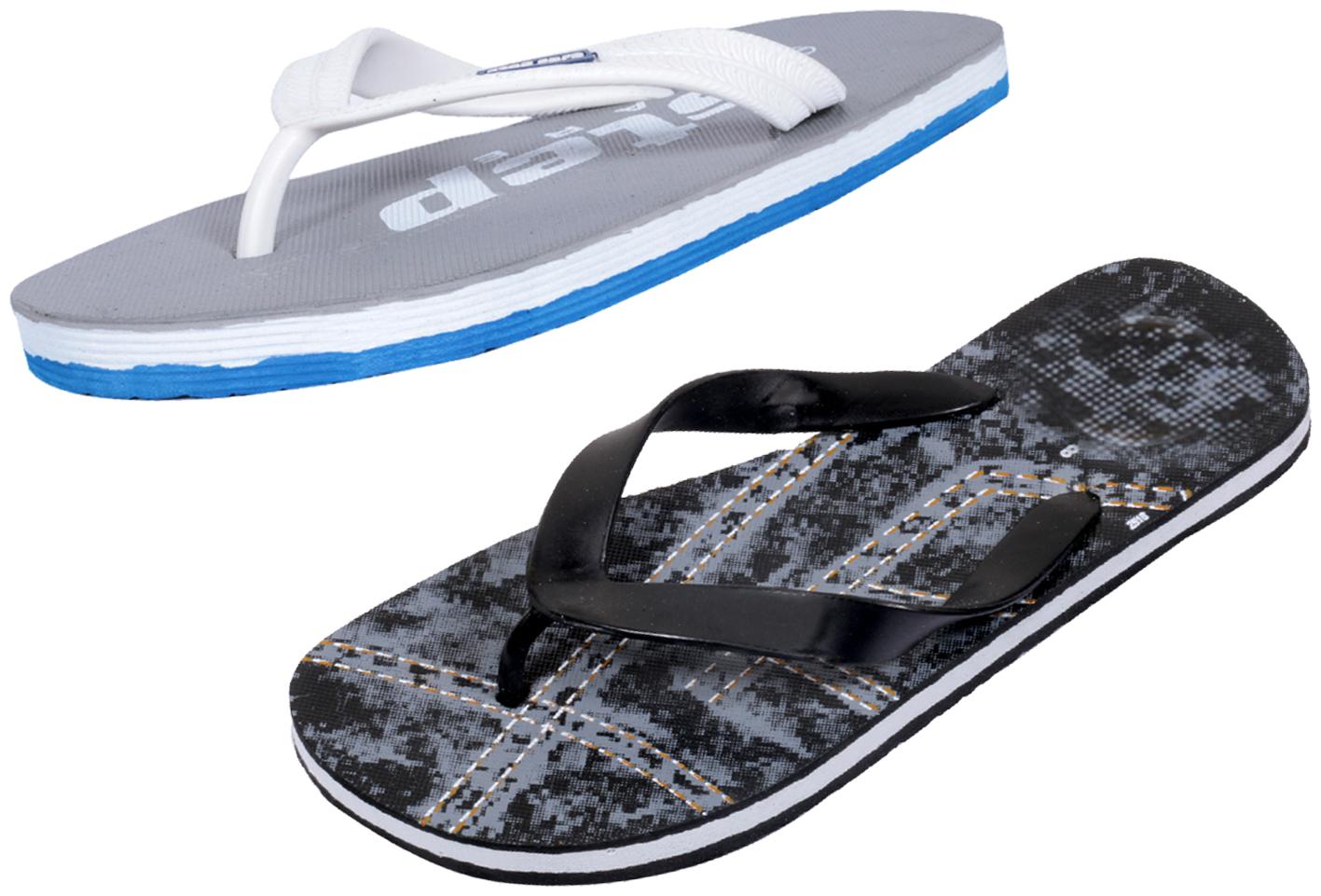 

KAVYA Men Step Care Flip Flop House Slipper and Hawaai Chappal-(Pack of 2)