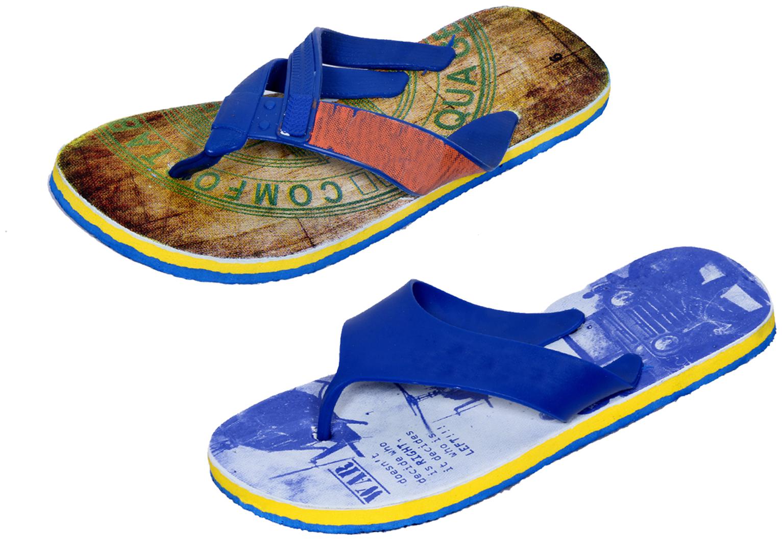 

KAVYA Men Step Care Flip Flop House Slipper and Hawaai Chappal-(Pack of 2)
