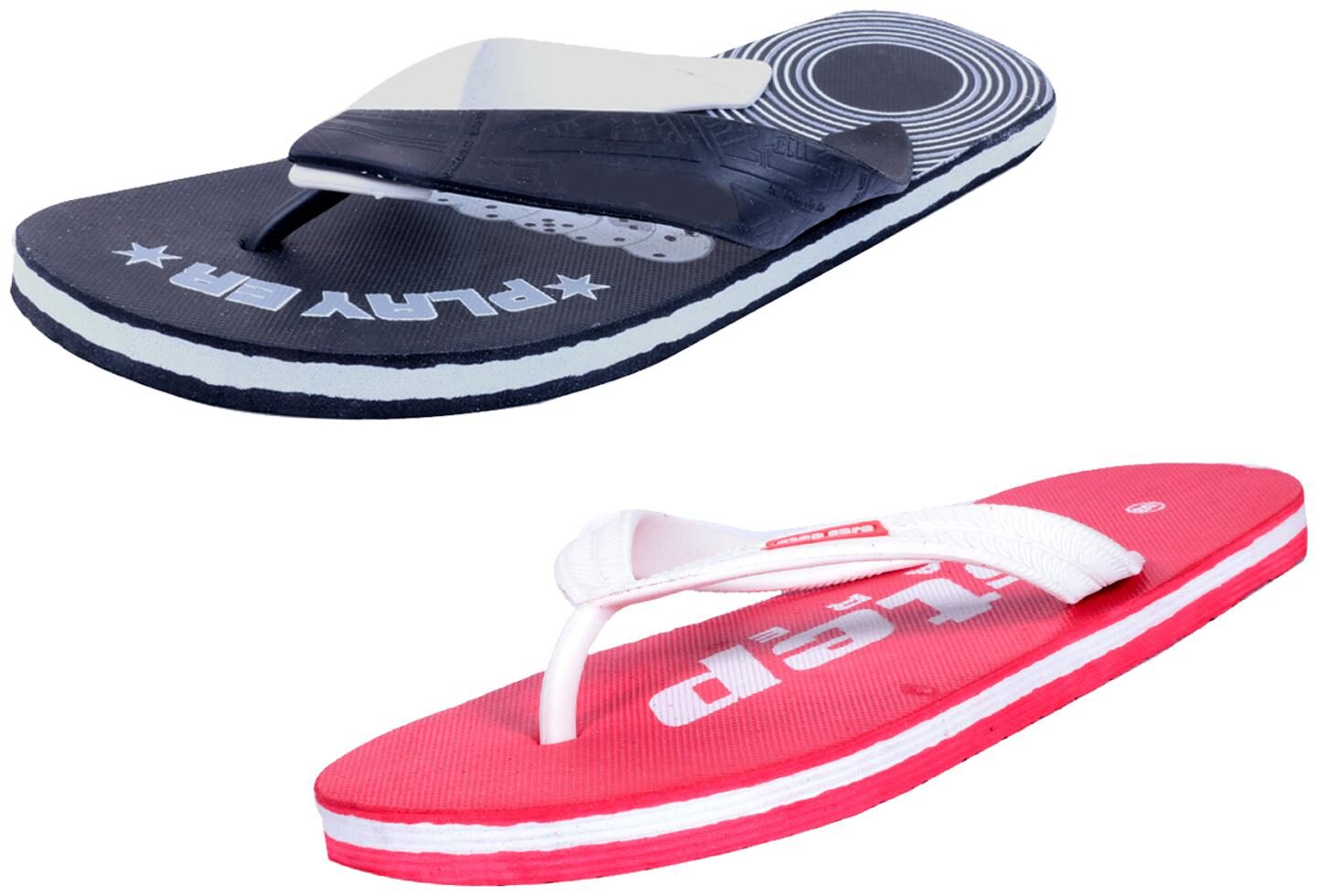 

KAVYA Men Step Care Flip Flop House Slipper and Hawaai Chappal-(Pack of 2)