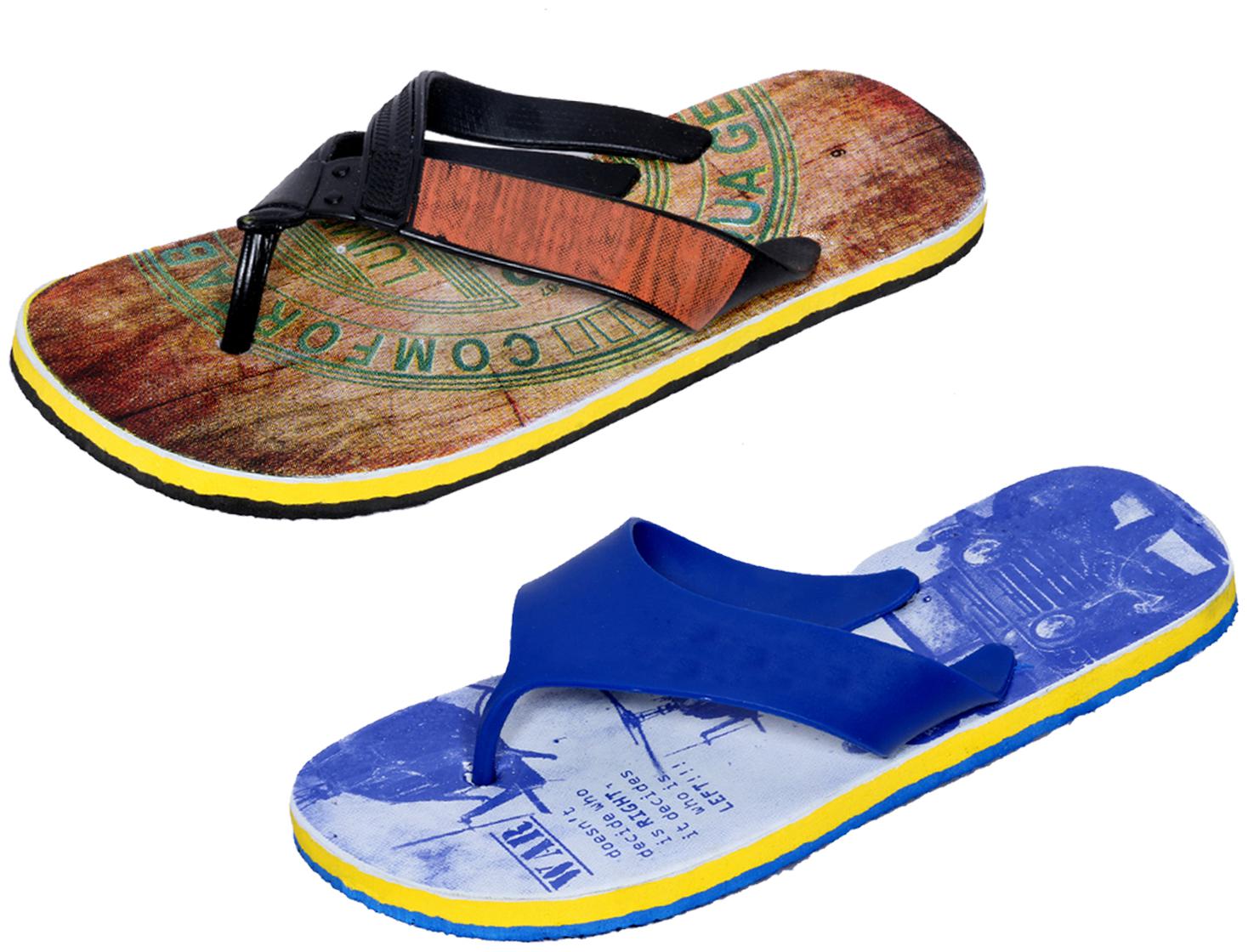 

KAVYA Men Step Care Flip Flop House Slipper and Hawaai Chappal-(Pack of 2)