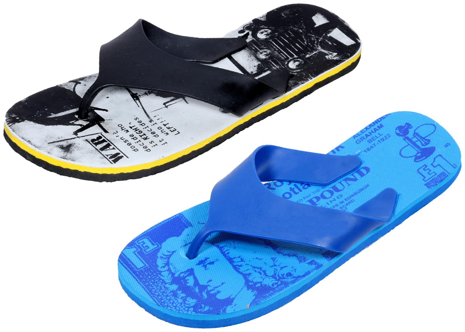 

KAVYA Men Step Care Flip Flop House Slipper and Hawaai Chappal-(Pack of 2)