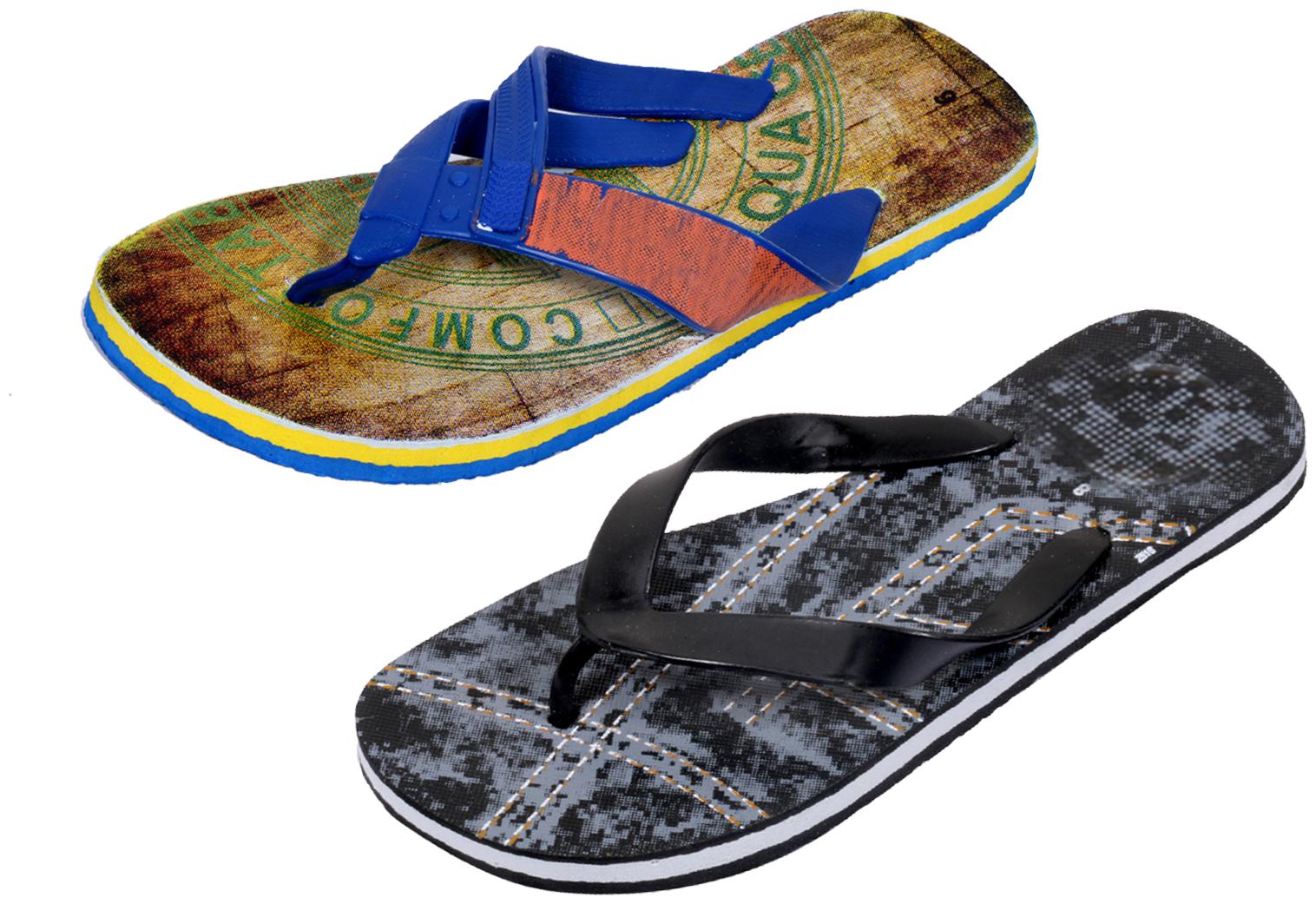 

KAVYA Men Step Care Flip Flop House Slipper and Hawaai Chappal-(Pack of 2)