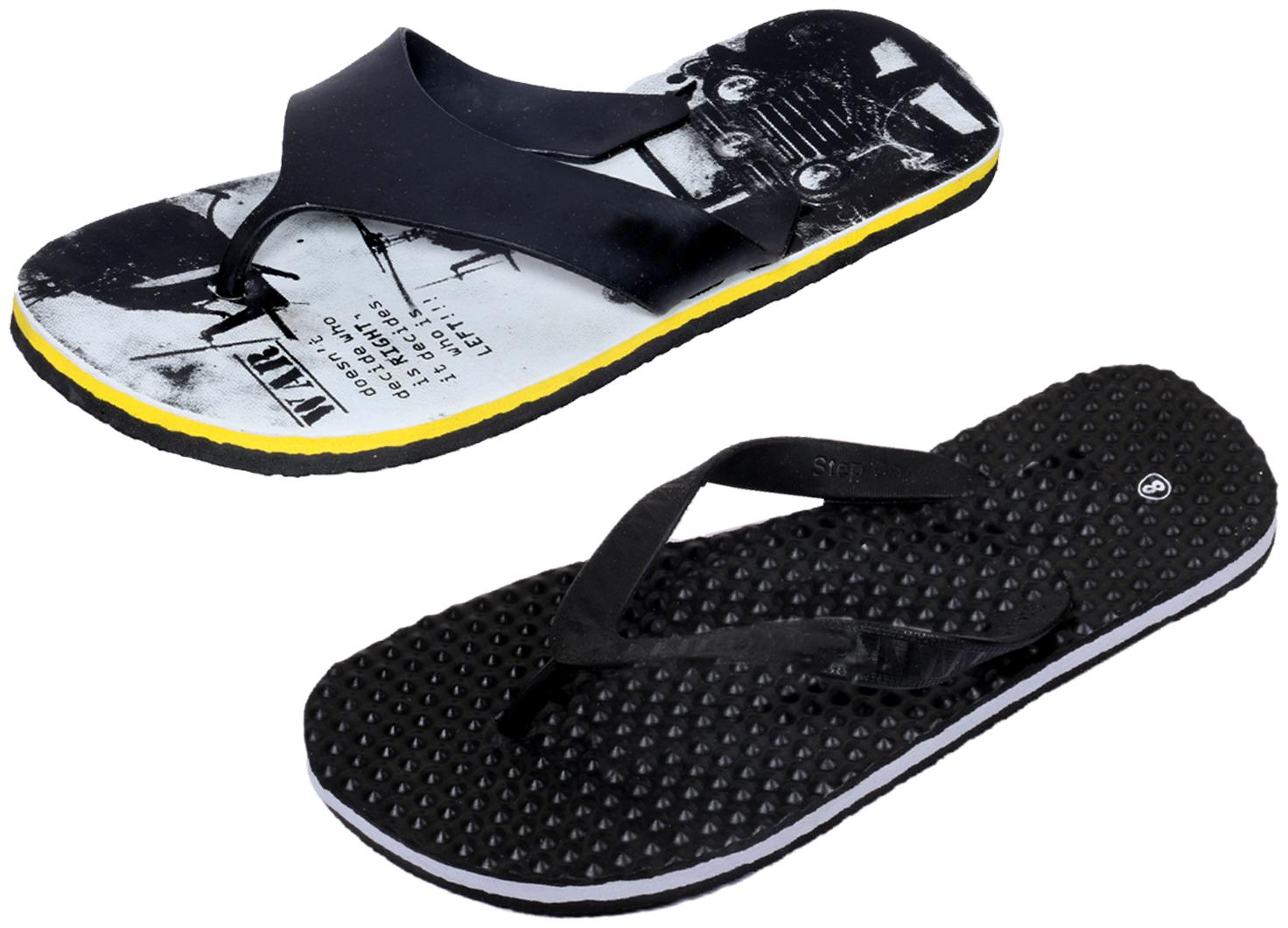 

KAVYA Men Step Care Flip Flop House Slipper and Hawaai Chappal-(Pack of 2)