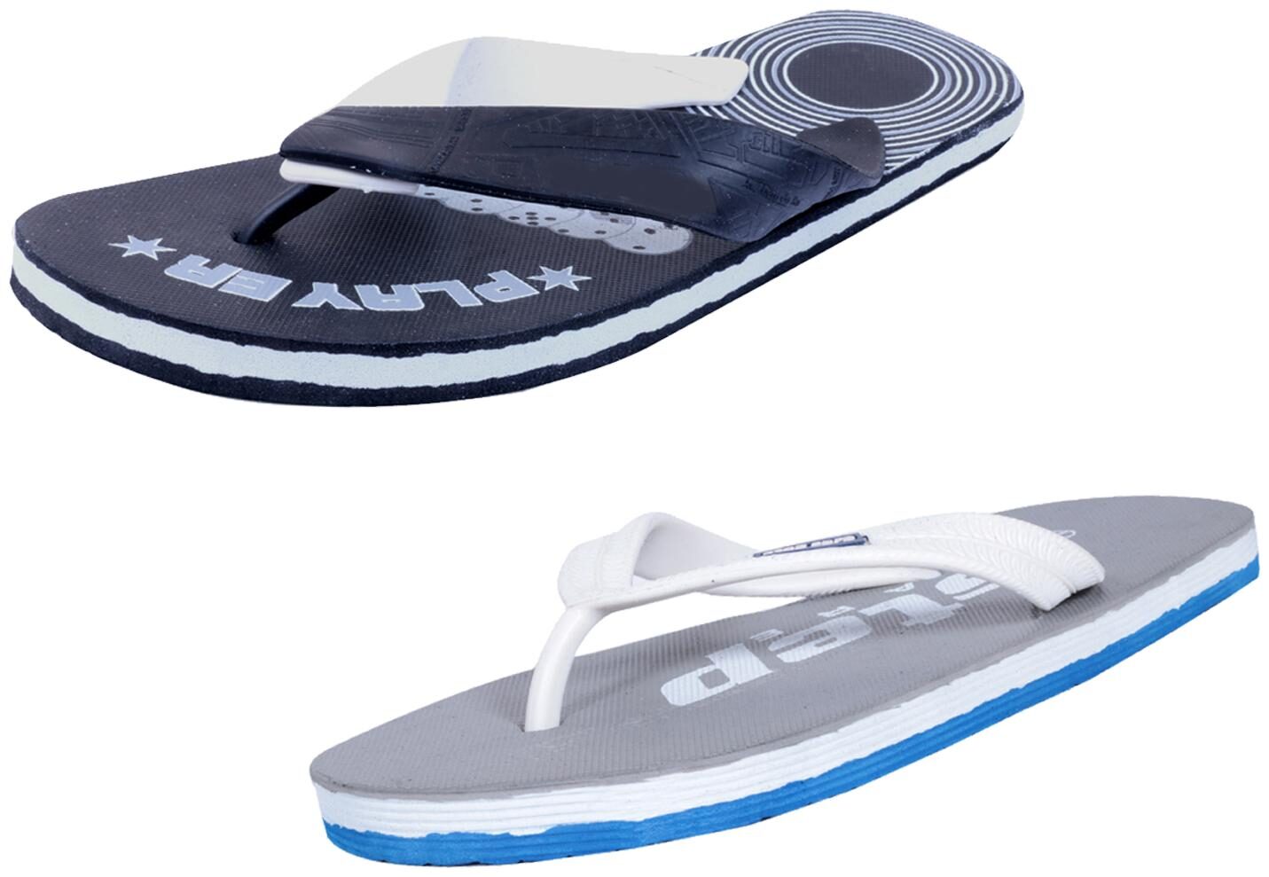 

KAVYA Men Step Care Flip Flop House Slipper and Hawaai Chappal-(Pack of 2)
