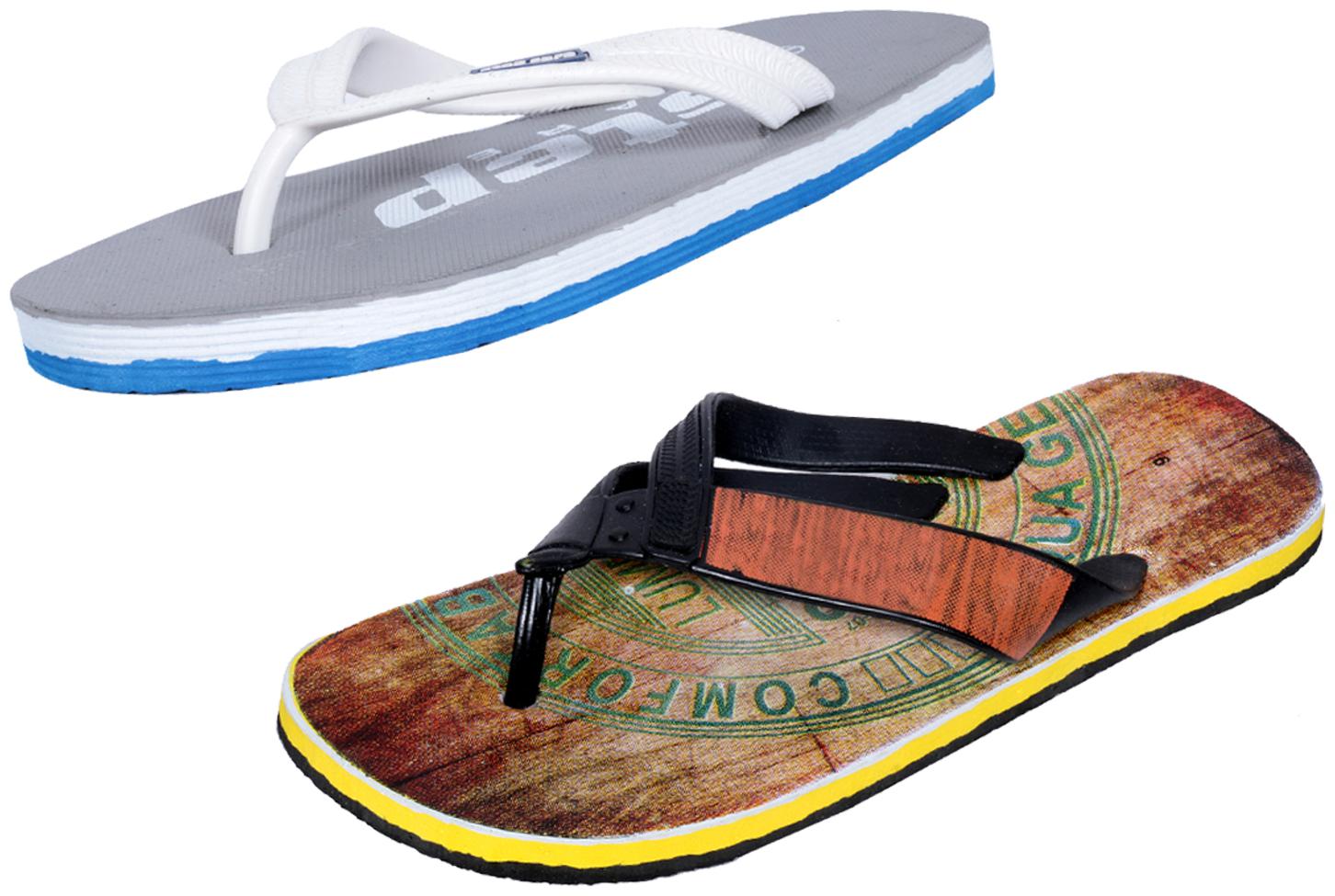 

KAVYA Men Step Care Flip Flop House Slipper and Hawaai Chappal-(Pack of 2)