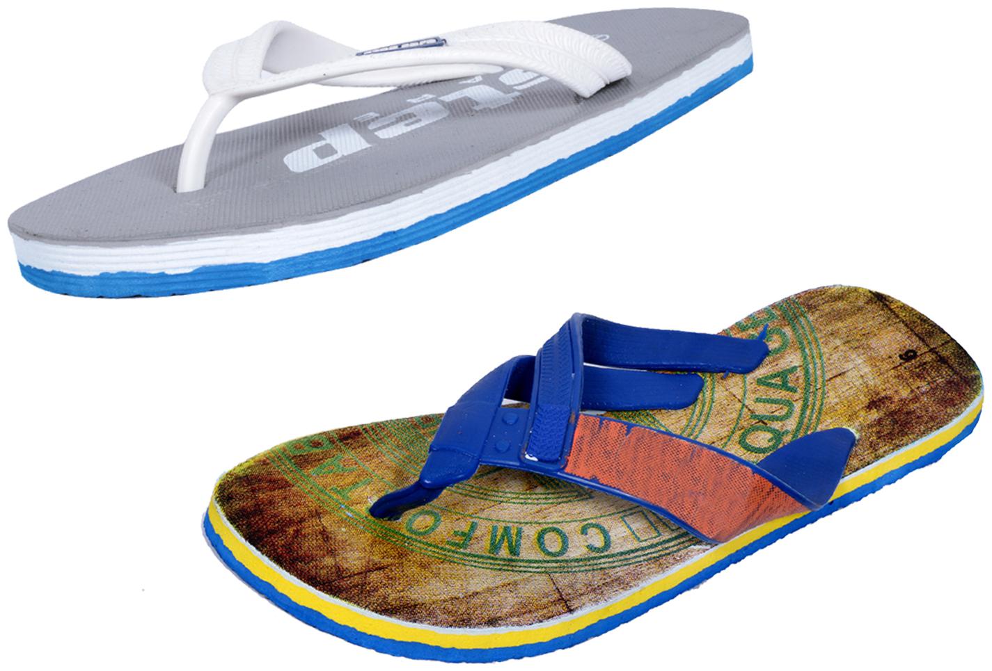

KAVYA Men Step Care Flip Flop House Slipper and Hawaai Chappal-(Pack of 2)