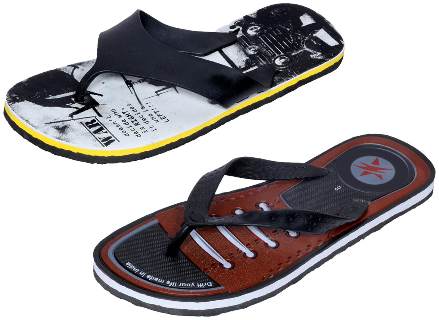 

KAVYA Men Step Care Flip Flop House Slipper and Hawaai Chappal-(Pack of 2)