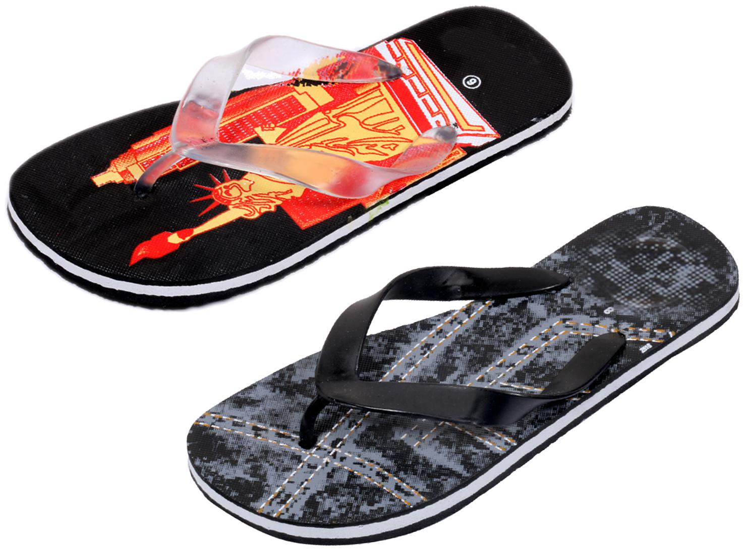 

KAVYA Men Step Care Flip Flop House Slipper and Hawaai Chappal-(Pack of 2)