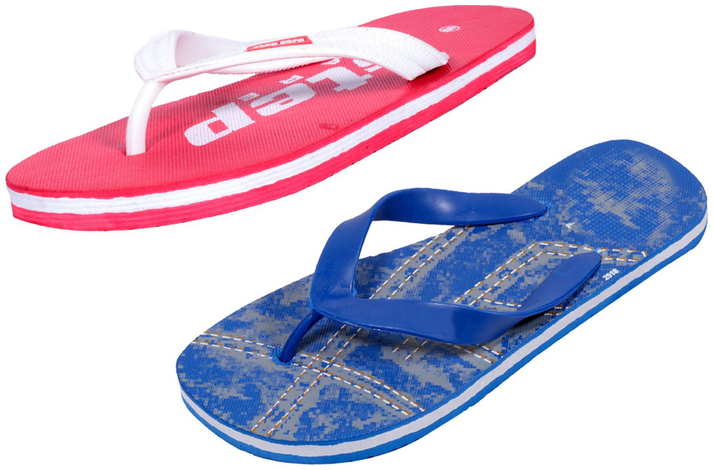 

KAVYA Men Step Care Flip Flop House Slipper and Hawaai Chappal-(Pack of 2)