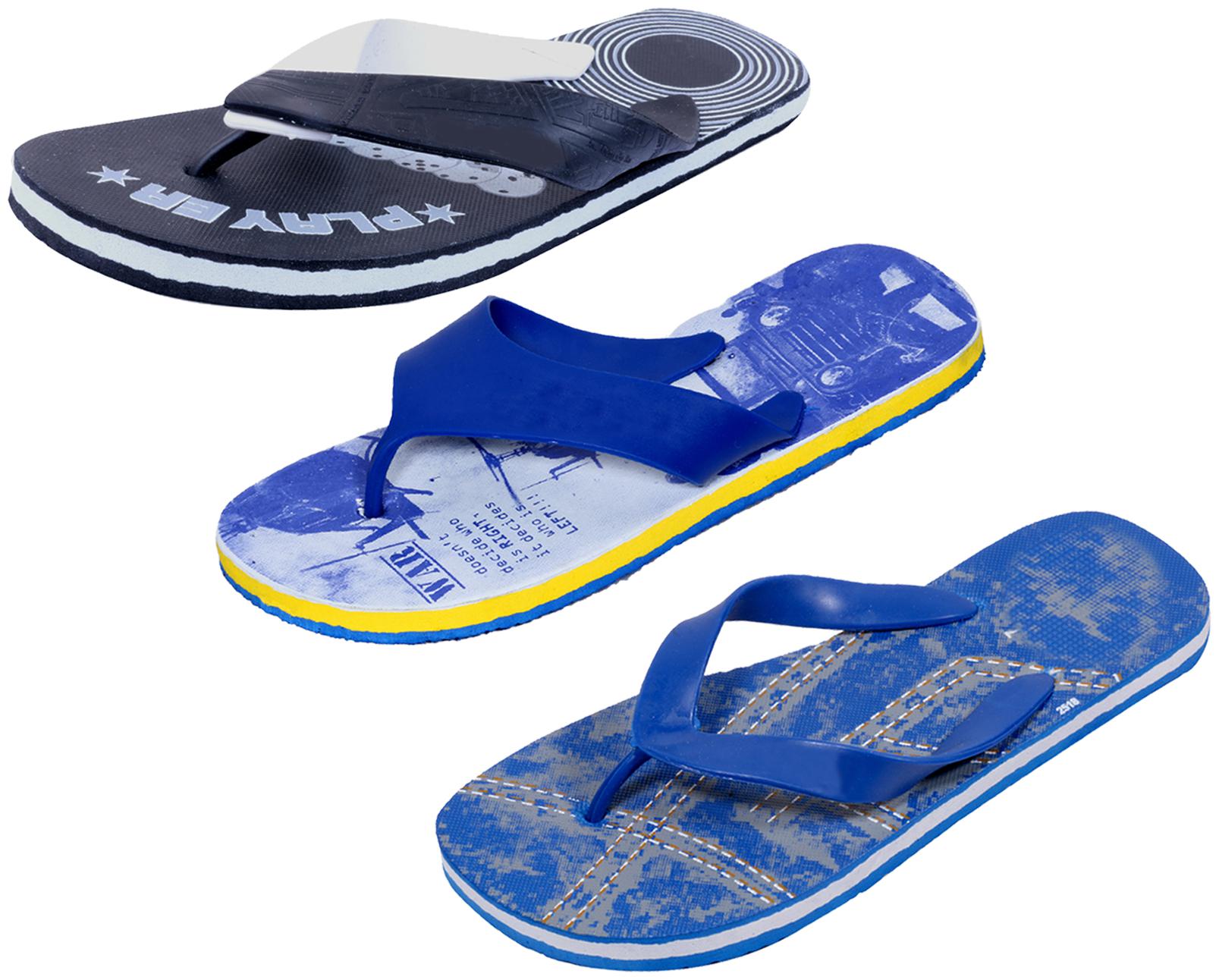 

KAVYA Men Step Care Flip Flop House Slipper and Hawaai Chappal-(Pack of 3)