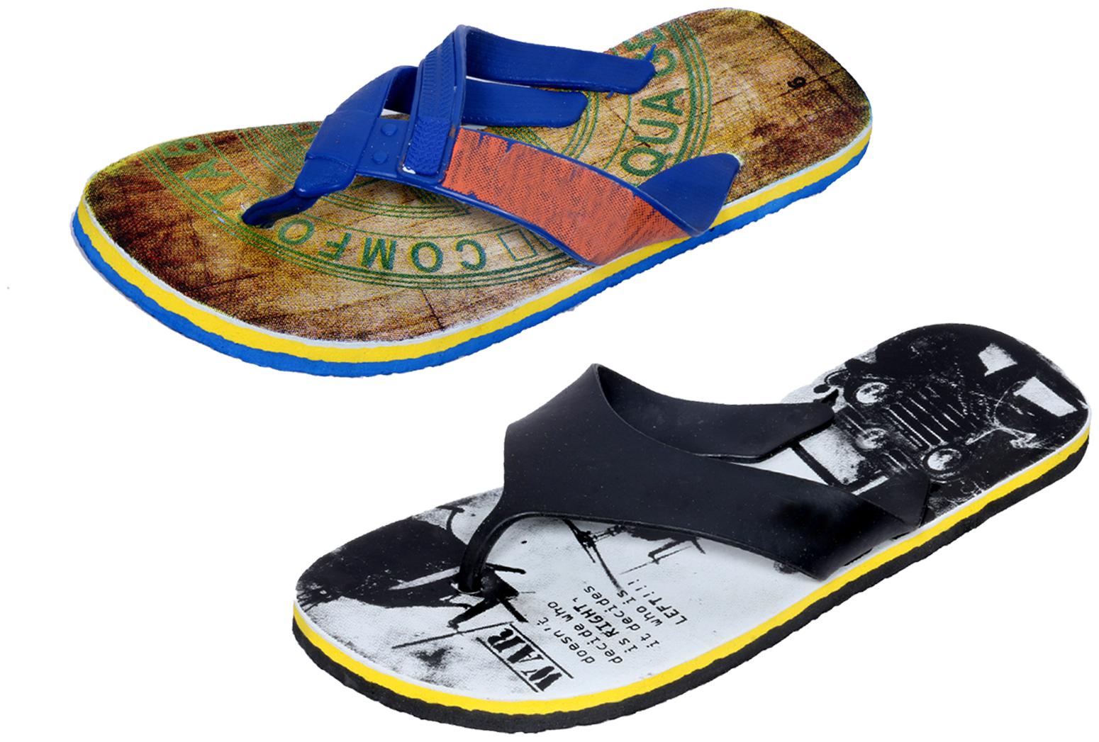 

KAVYA Men Step Care Flip Flop House Slipper and Hawaai Chappal-(Pack of 2)