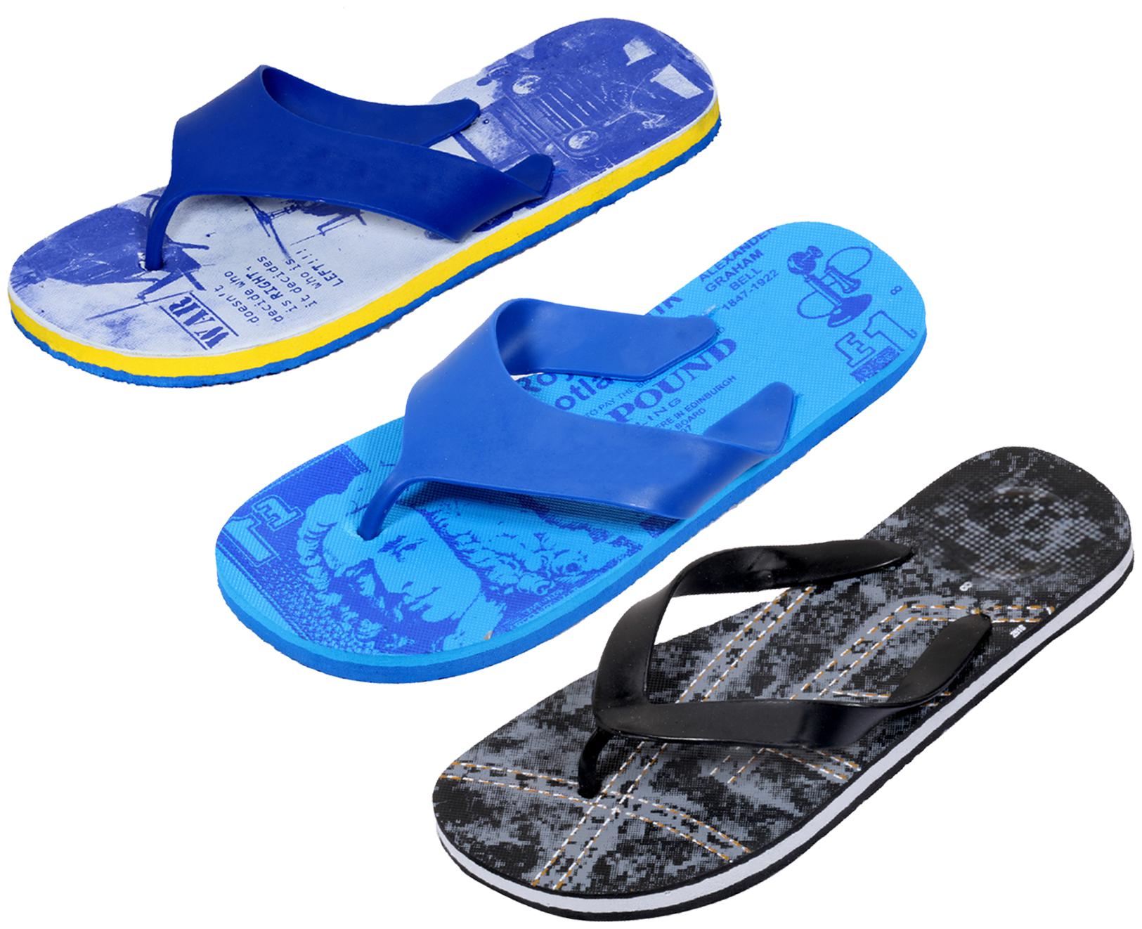 

KAVYA Men Step Care Flip Flop House Slipper and Hawaai Chappal-(Pack of 3)