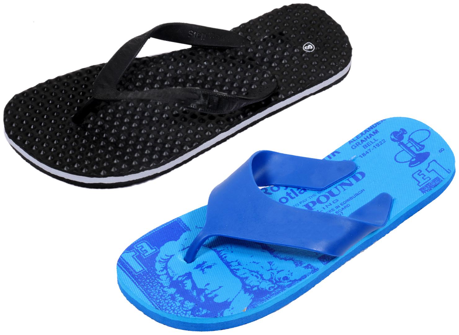 

KAVYA Men Step Care Flip Flop House Slipper and Hawaai Chappal-(Pack of 2)