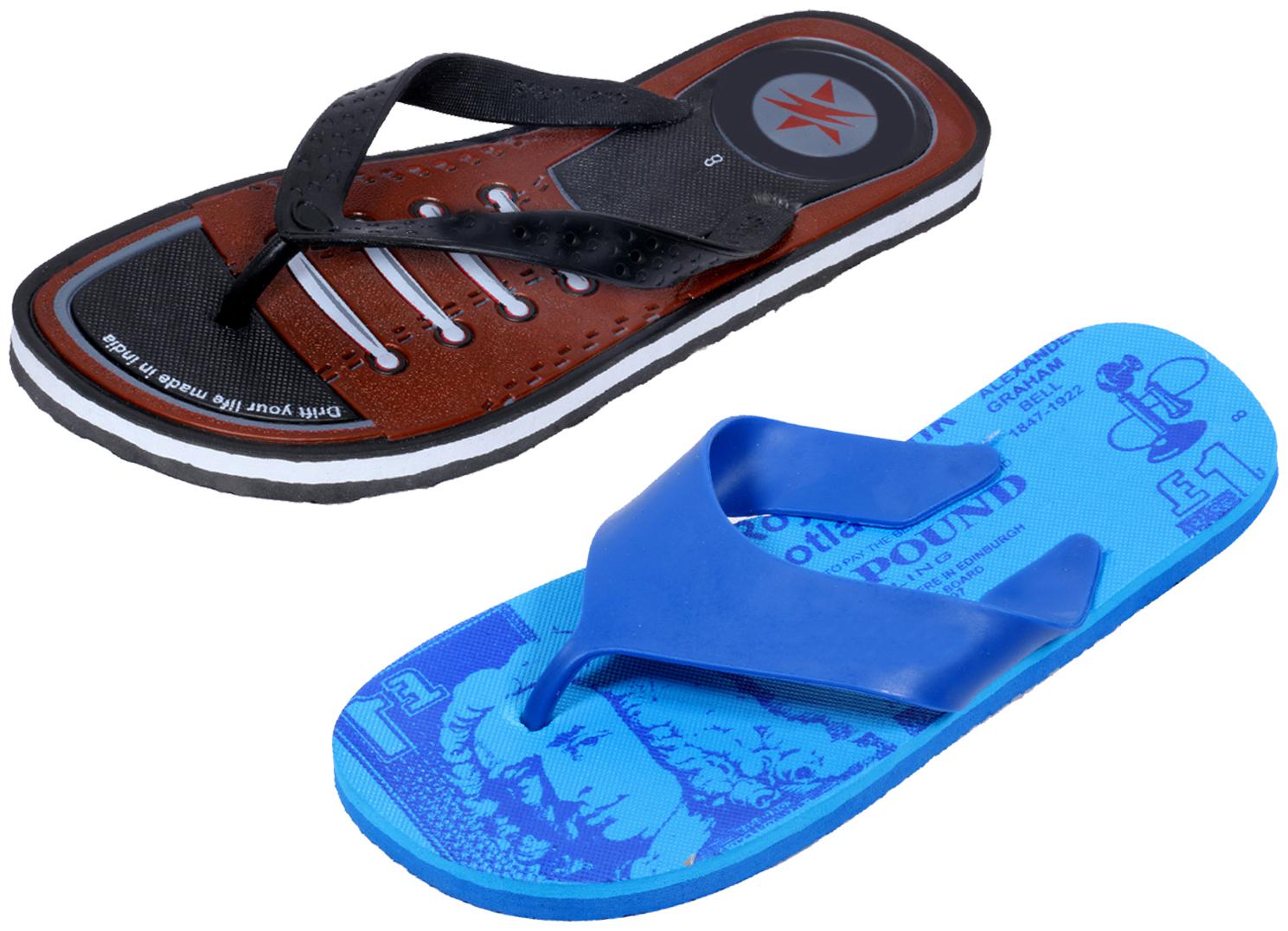 

KAVYA Men Step Care Flip Flop House Slipper and Hawaai Chappal-(Pack of 2)