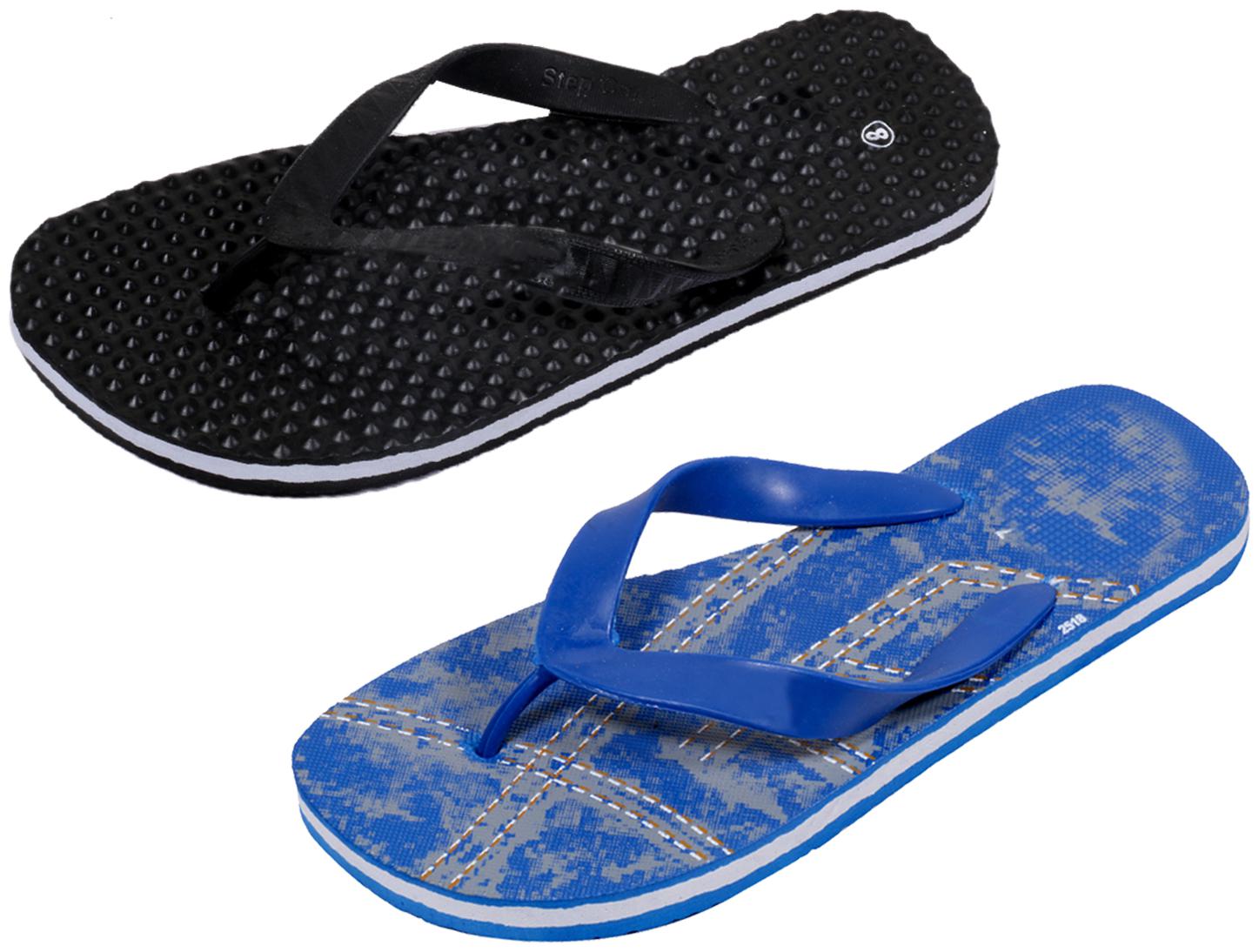 

KAVYA Men Step Care Flip Flop House Slipper and Hawaai Chappal-(Pack of 2)