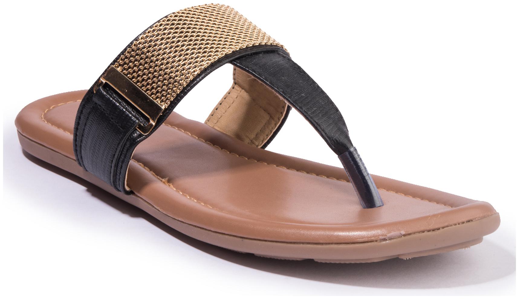 

Khadim s Women Black T-Strap Flats