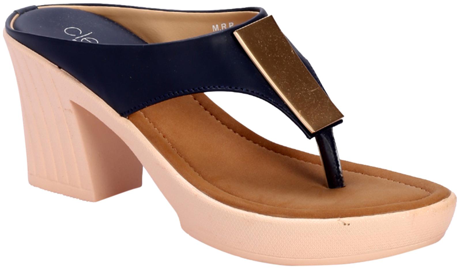 

Khadim s Cleo Women Navy Blue Casual Heel Sandal
