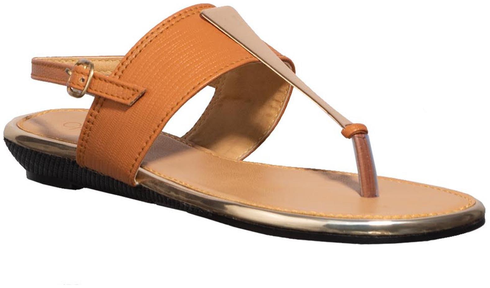 

Khadim s Women Tan T-Strap Flats