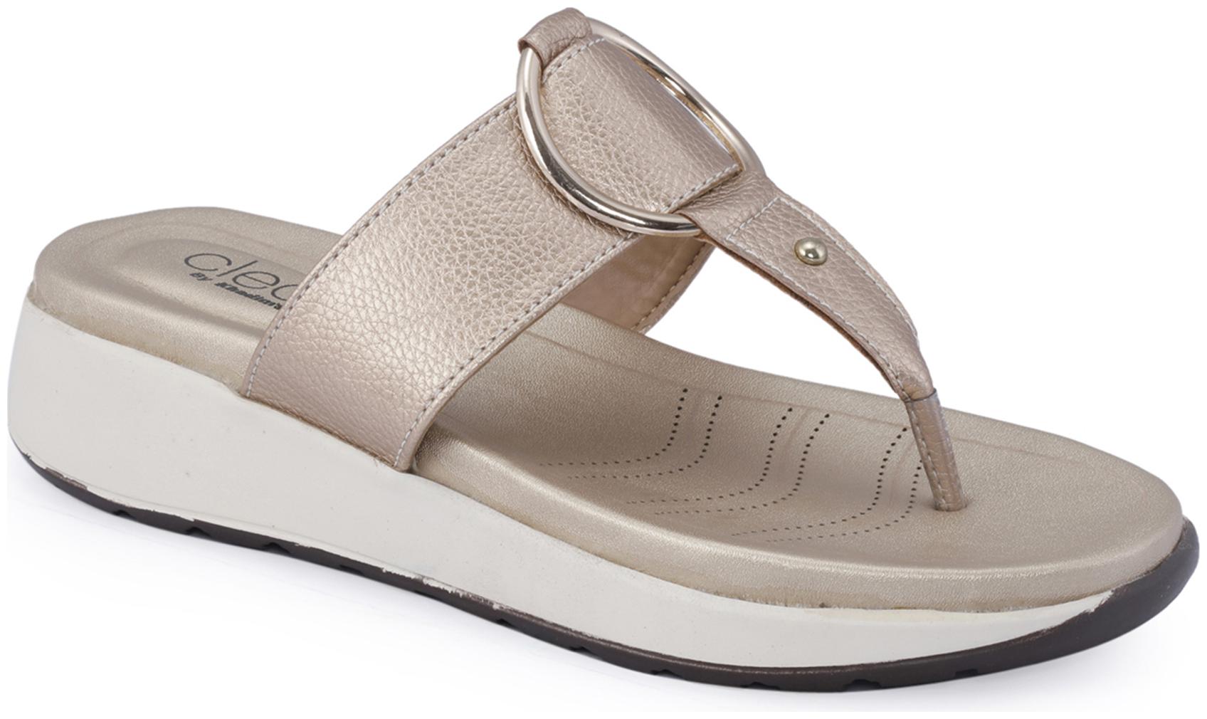 

Khadim s Women Beige T-Strap Flats