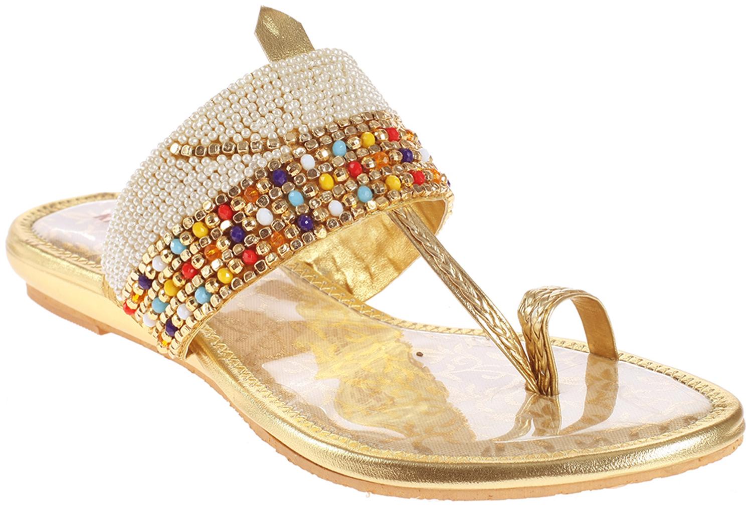

Khadim s Women Gold One Toe Flats