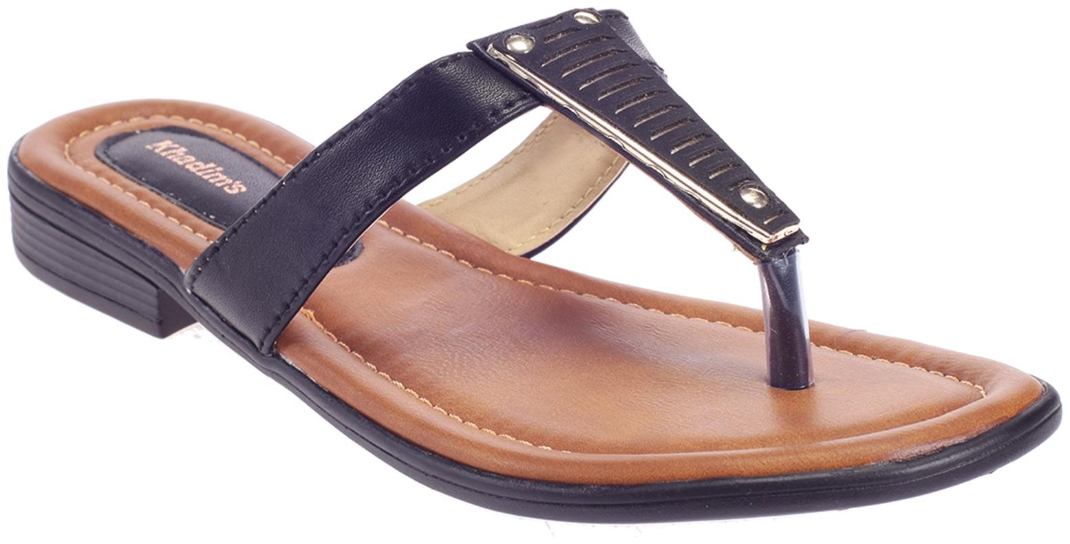 

Khadim s Women Black T-Strap Flats